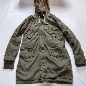 Abercrombie Fitch Military Parka Sherpa Coat Olive